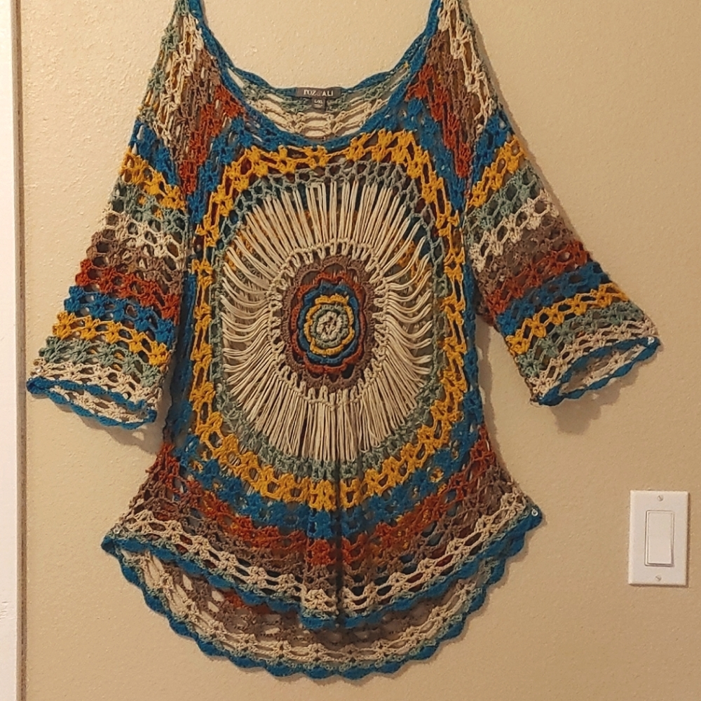Multi-colored boho crocheted top